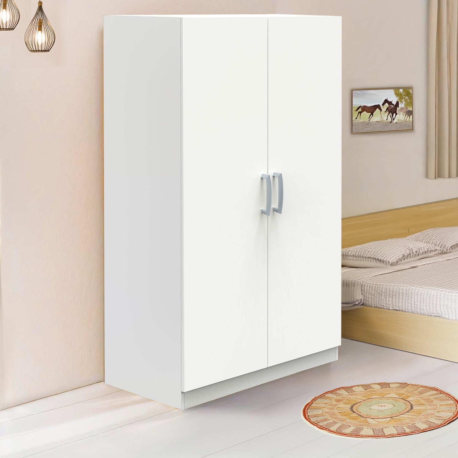 Ultrafresh Denis Double Door Wardobe 900 White Finish