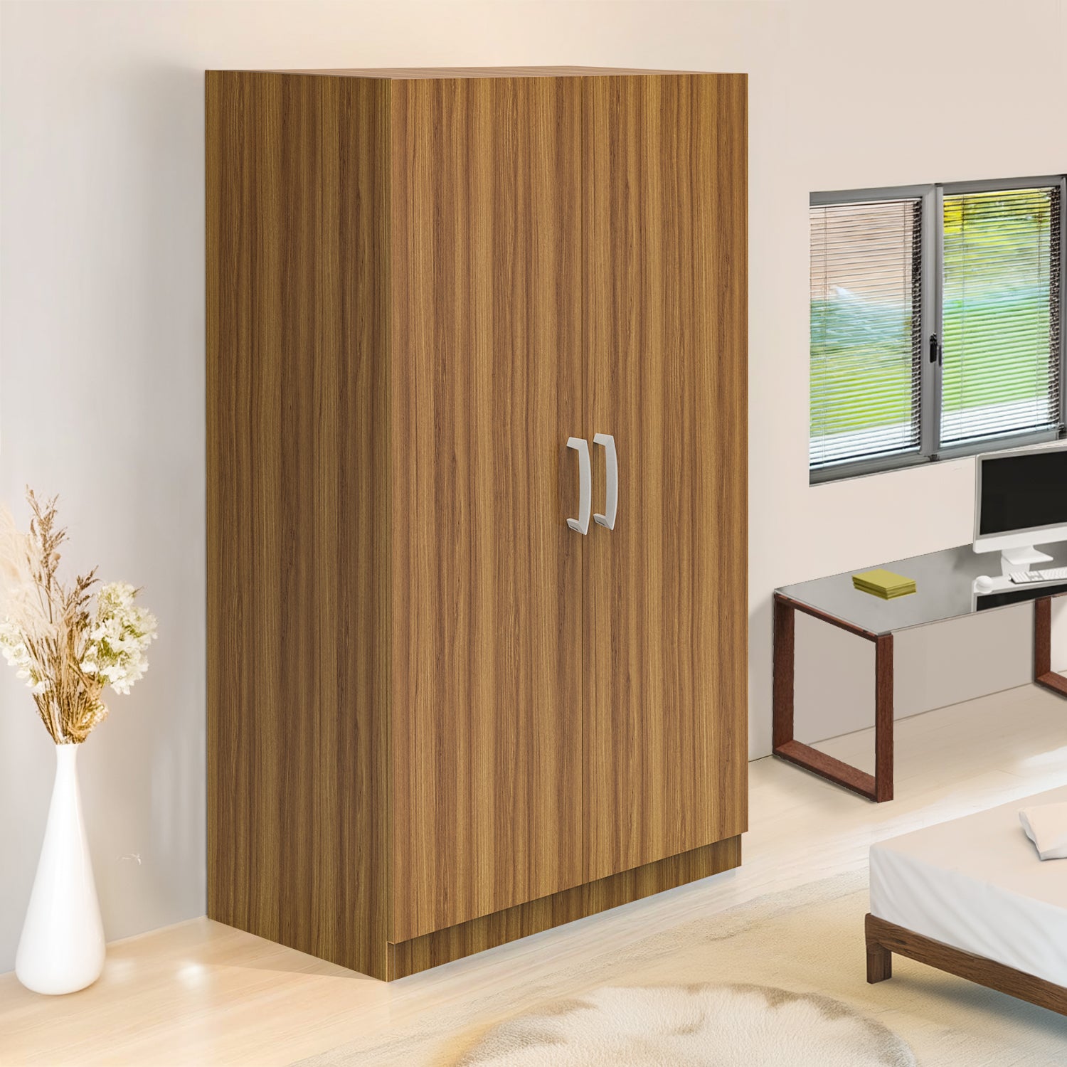 Ultrafresh Jules Double Door Wardobe 900 Wooden Finish