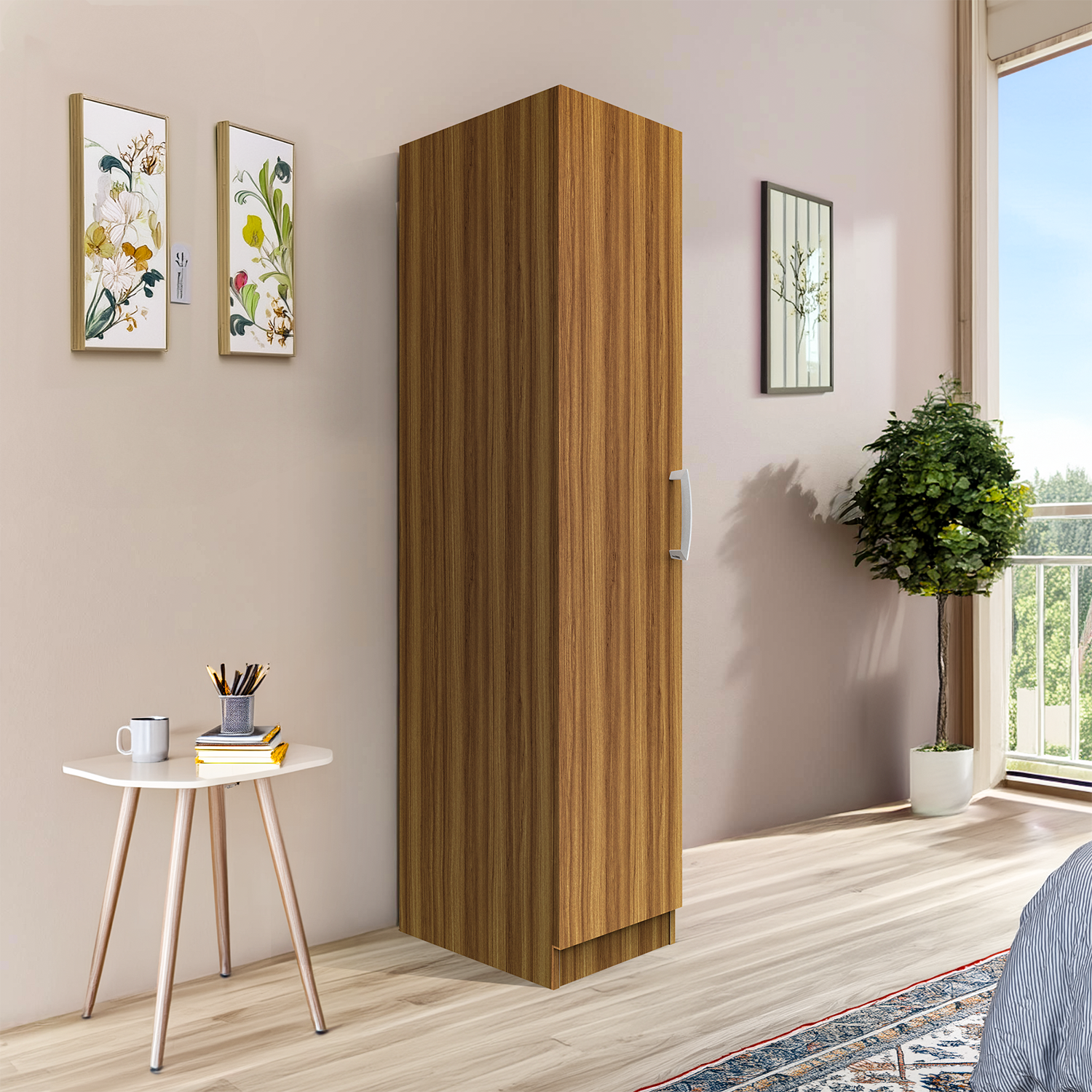 Ultrafresh Single Door Wardrobe With 2 Rack Storage in Wooden Laminate